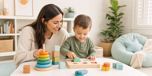 Criança brincando com brinquedos educativos para diferentes idades