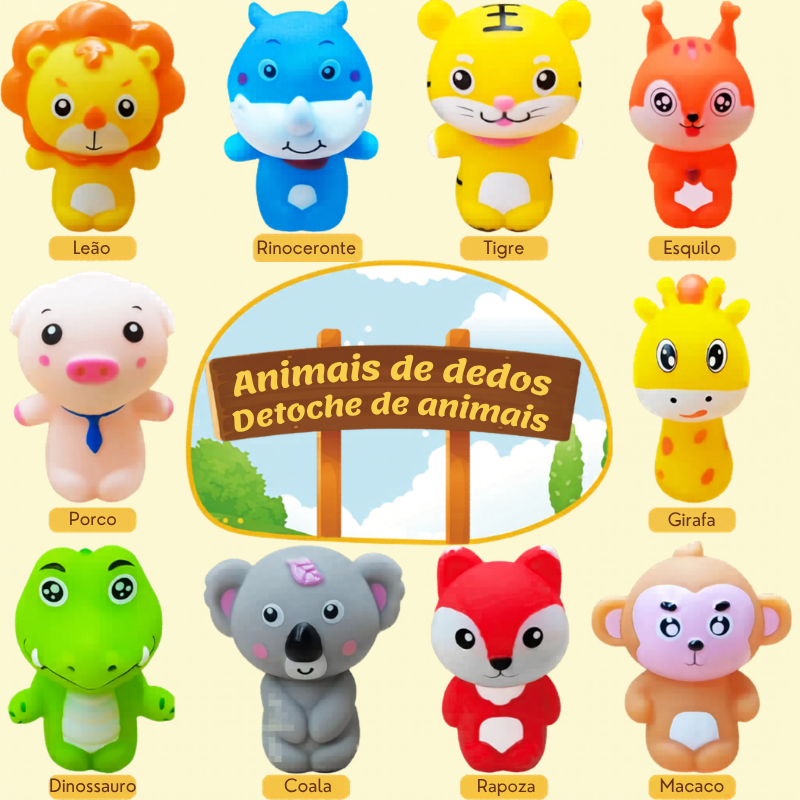 Kit 10 Dedoches de Animais Infantil