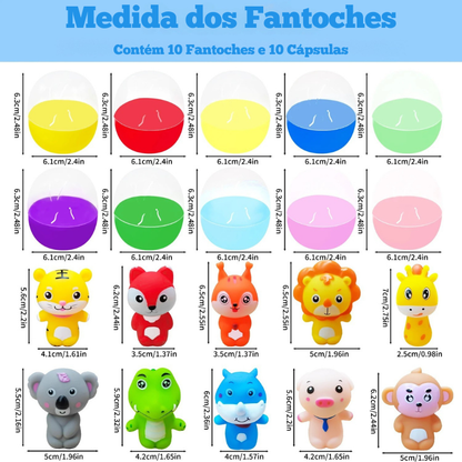 Kit 10 Dedoches de Animais Infantil