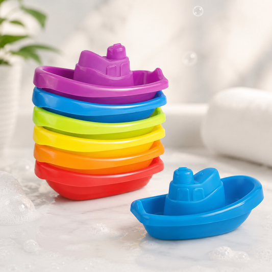 Barquinhos de Empilhar Montessori para Banho Bebê Brinquedo Educativo