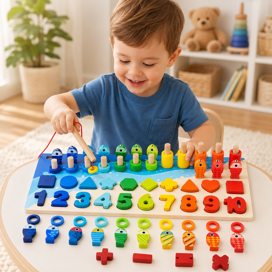 Quebra-Cabeça Montessori de Madeira Números e Formas Médio