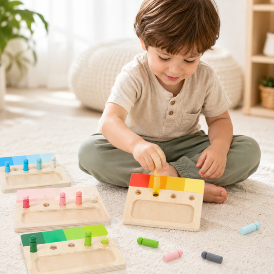 Brinquedos Montessori Jogo de Encaixe de Cores em Madeira Educativo