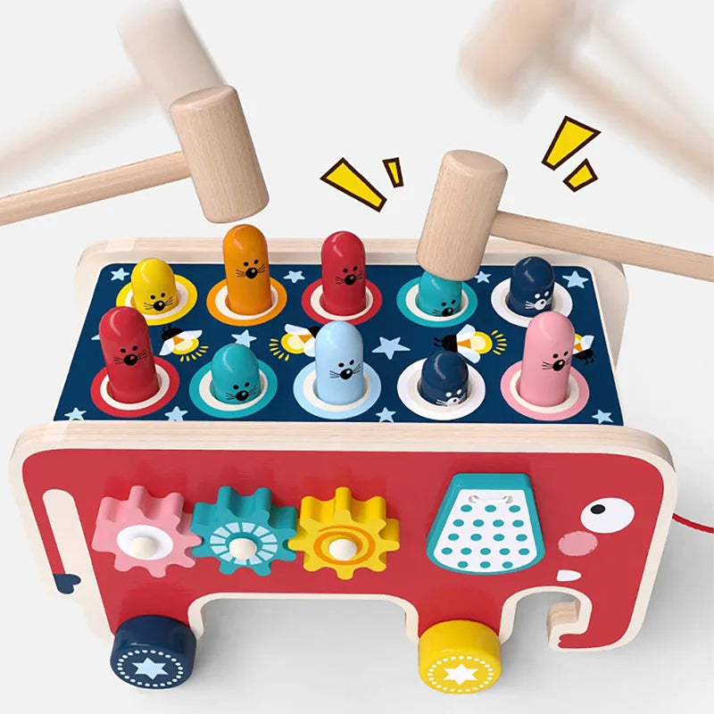 Brinquedo Montessori de Madeira com Martelo Educativo Infantil