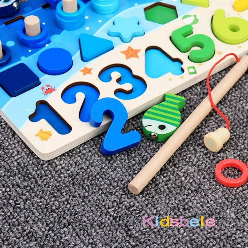 Quebra-Cabeça Montessori de Madeira Números e Formas Grande