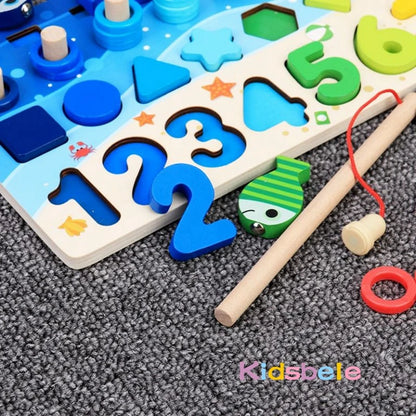 Quebra-Cabeça Montessori de Madeira Números e Formas Grande