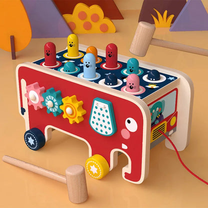 Brinquedo Montessori de Madeira com Martelo Educativo Infantil