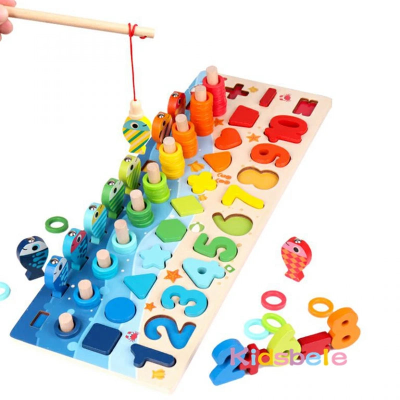 Quebra-Cabeça Montessori de Madeira Números e Formas Médio