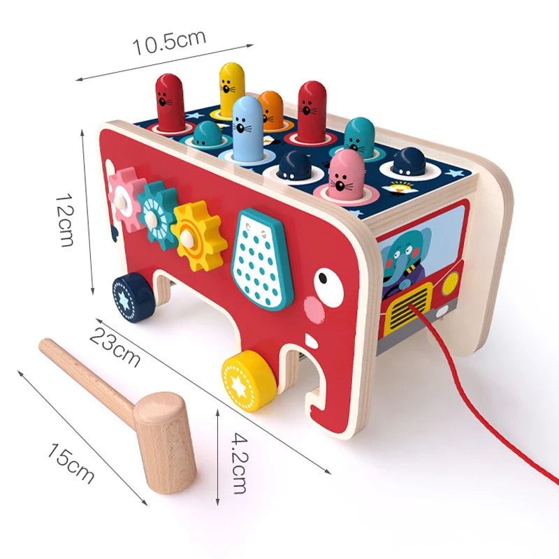 Brinquedo Montessori de Madeira com Martelo Educativo Infantil