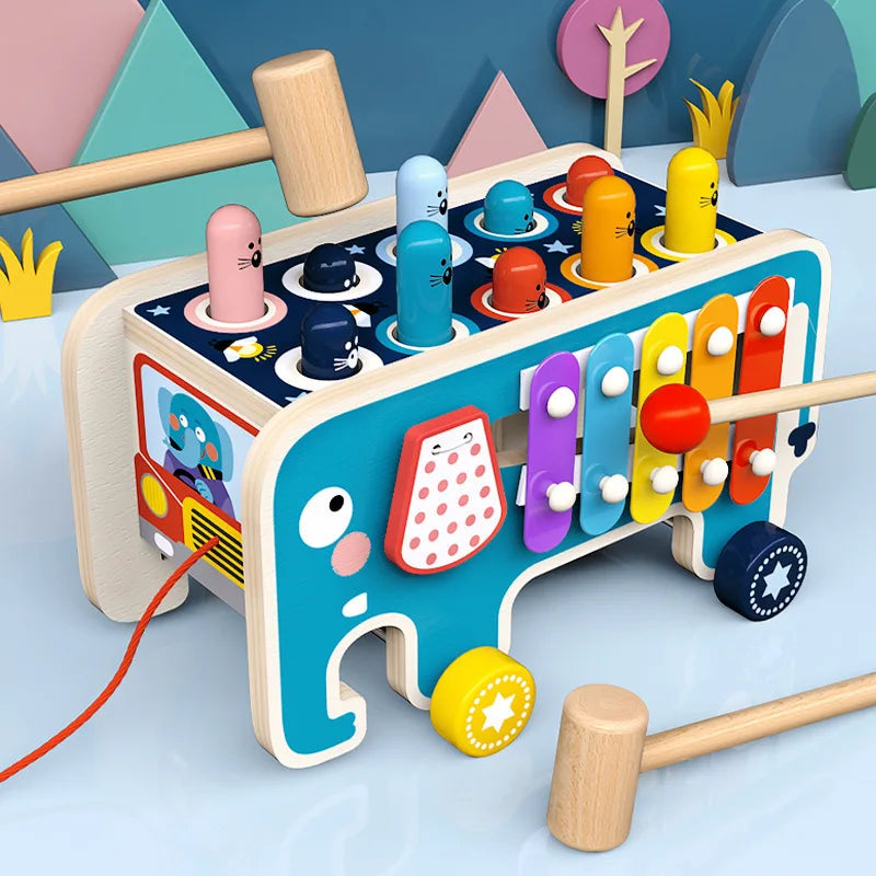 Brinquedo Montessori de Madeira com Martelo Educativo Infantil