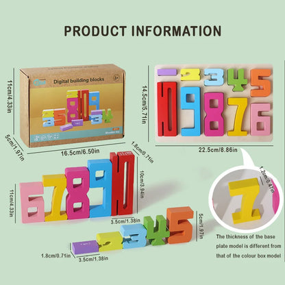 Blocos Numéricos Montessori de Madeira com Cartas Educativas
