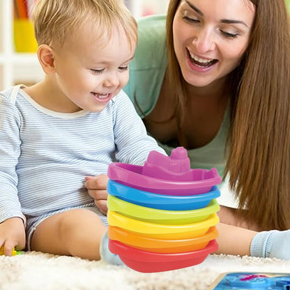 Barquinhos de Empilhar Montessori para Banho Bebê Brinquedo Educativo