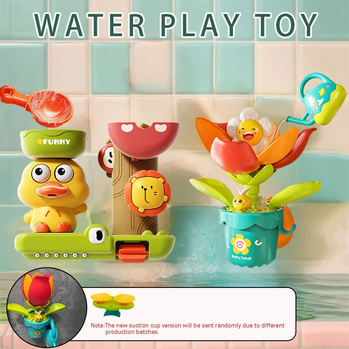 Brinquedo de Banho Infantil Roda d'Água com Ventosa