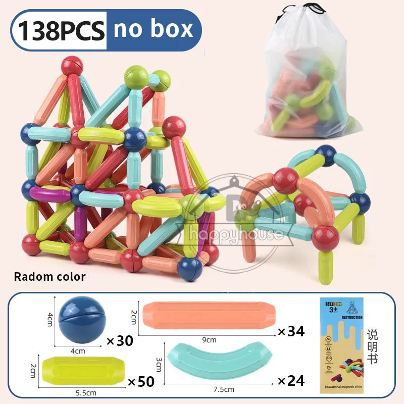 Brinquedo Magnético de Montar Infantil com Peças de Construção