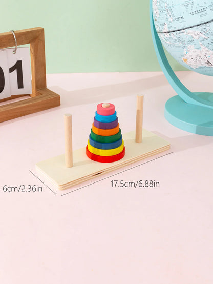 Torre de Hanói Infantil de Madeira Brinquedo Montessori Educativo