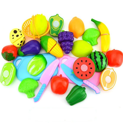 Brinquedo de Cozinha Infantil Kit Frutas e Legumes de Cortar em Madeira