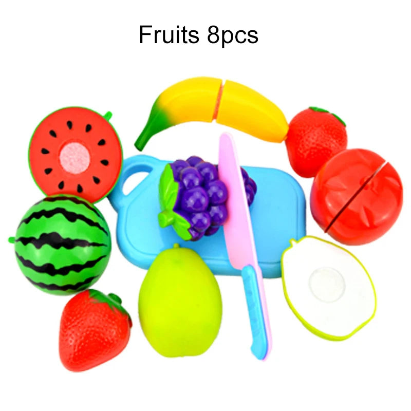 Brinquedo de Cozinha Infantil Kit Frutas e Legumes de Cortar em Madeira