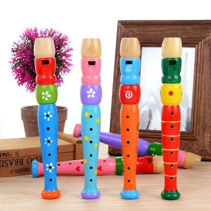 Flauta Infantil de Madeira Colorida Brinquedo Musical Educativo