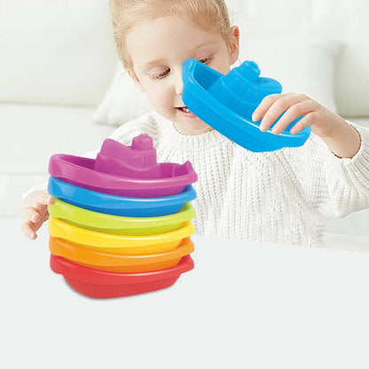 Barquinhos de Empilhar Montessori para Banho Bebê Brinquedo Educativo