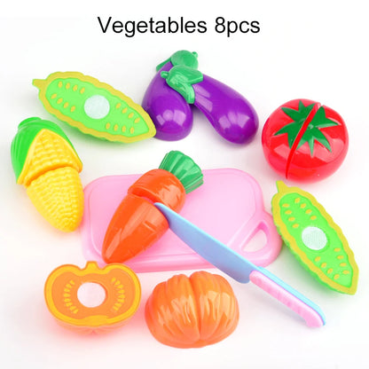 Brinquedo de Cozinha Infantil Kit Frutas e Legumes de Cortar em Madeira
