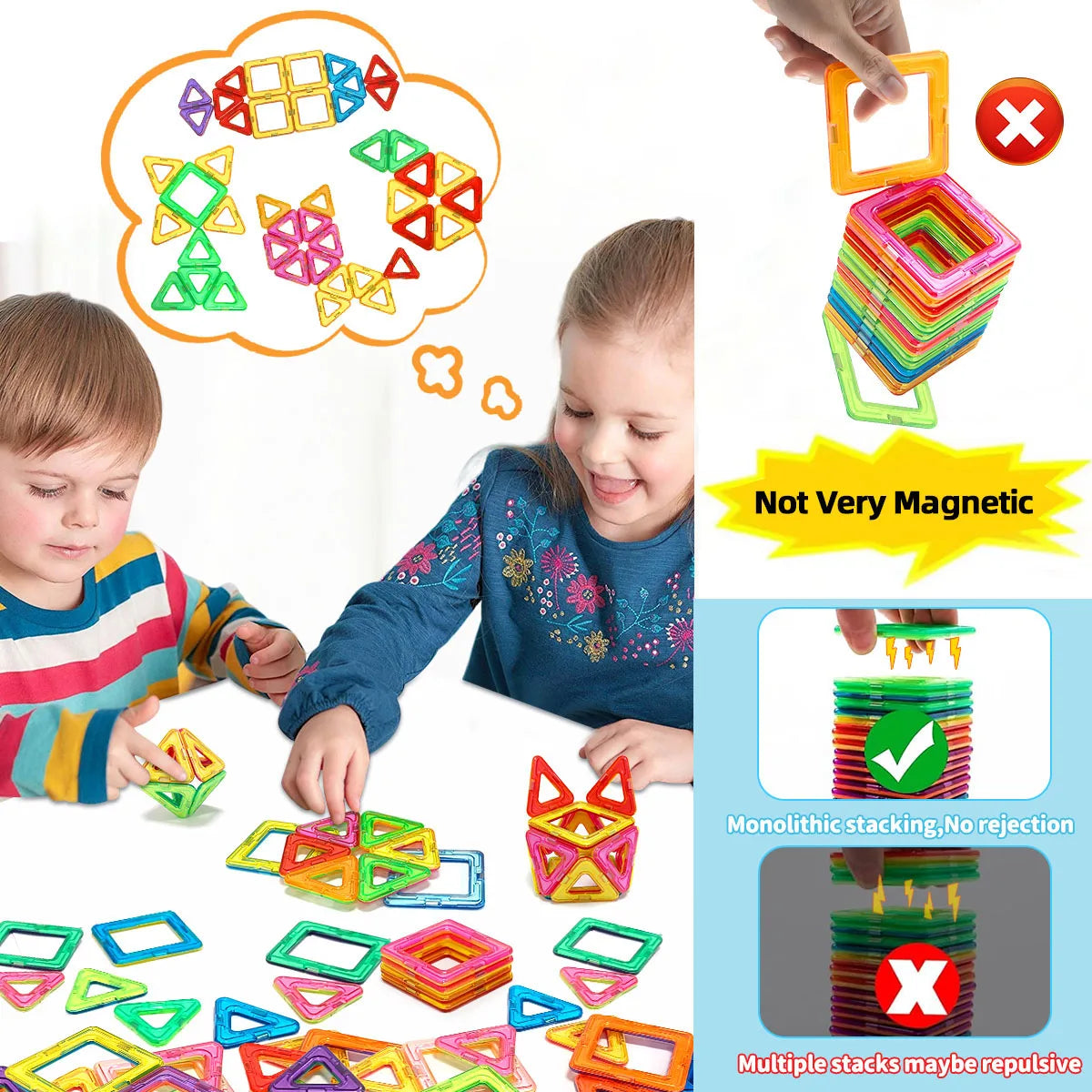 Brinquedo Magnético de Montar Infantil 60 Peças Educativo Criativo