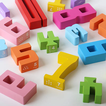Blocos Numéricos Montessori de Madeira com Cartas Educativas