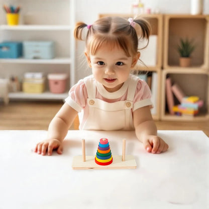 Torre de Hanói Infantil de Madeira Brinquedo Montessori Educativo