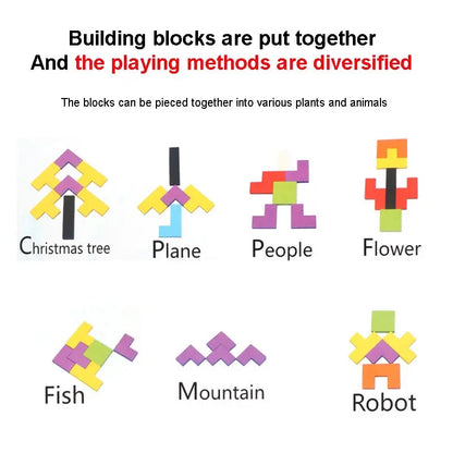 Quebra-Cabeça Tetris de Madeira Montessori Infantil Educativo