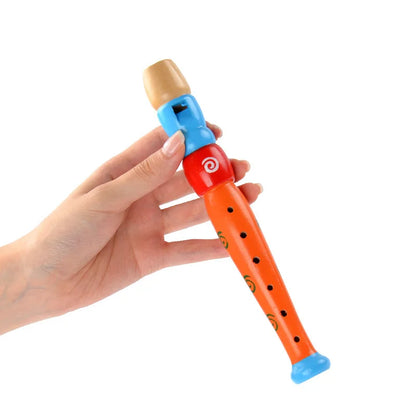 Flauta Infantil de Madeira Colorida Brinquedo Musical Educativo
