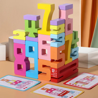 Blocos Numéricos Montessori de Madeira com Cartas Educativas