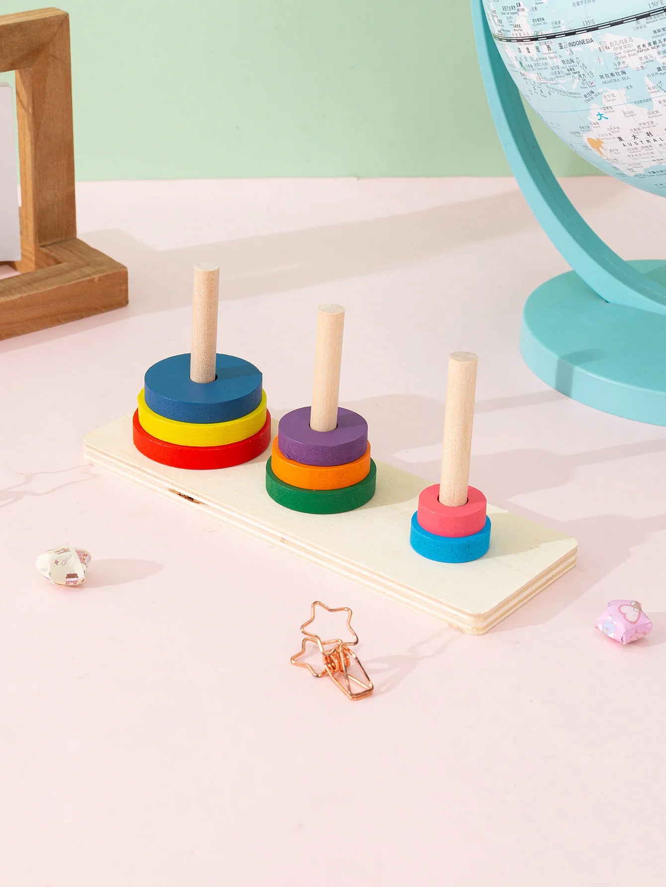 Torre de Hanói Infantil de Madeira Brinquedo Montessori Educativo