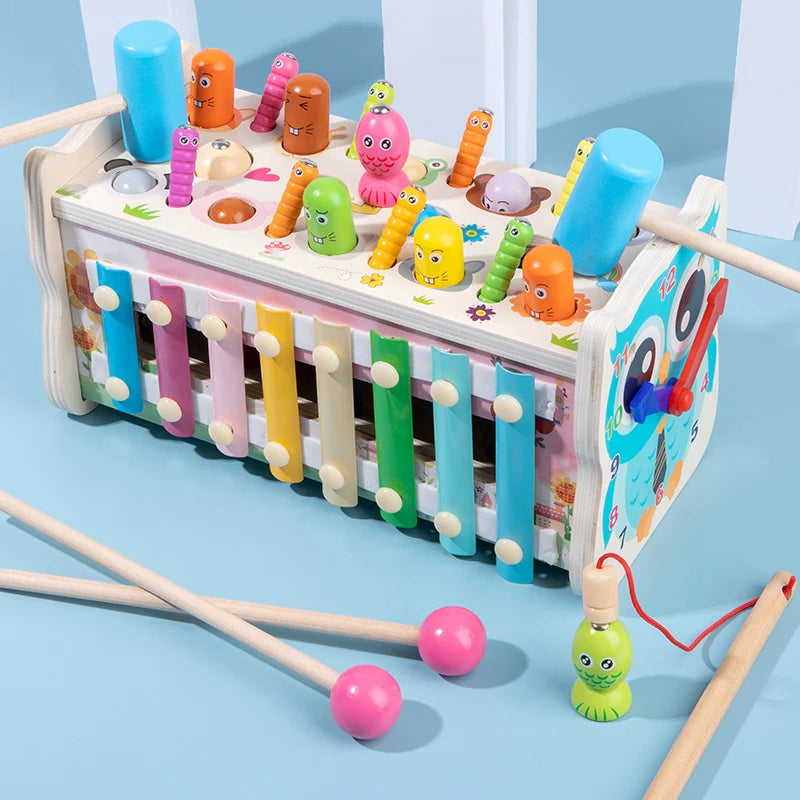 Brinquedo Montessori de Madeira com Martelo Educativo Infantil