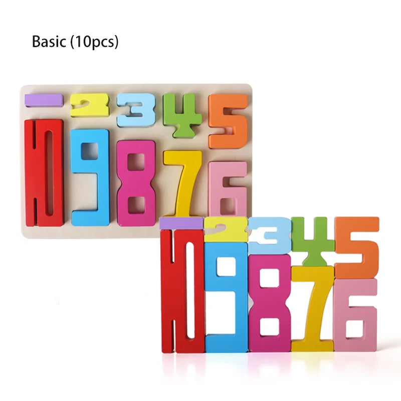 Blocos Numéricos Montessori de Madeira com Cartas Educativas