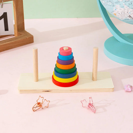 Torre de Hanói Infantil de Madeira Brinquedo Montessori Educativo