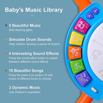 Bateria Infantil Musical com Microfone Brinquedo Educativo Para Bebê