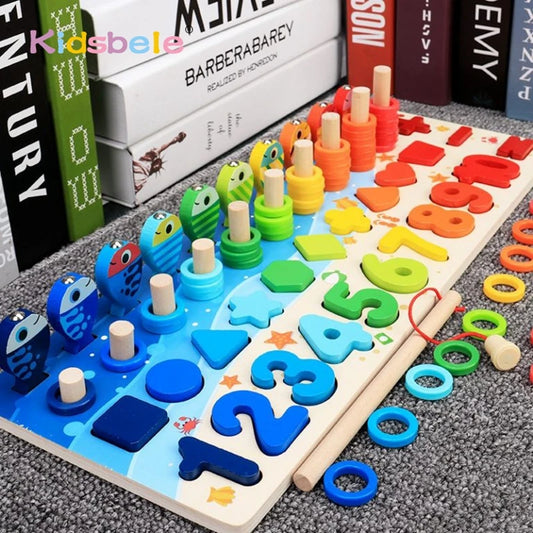 Quebra-Cabeça Montessori de Madeira Números e Formas Médio