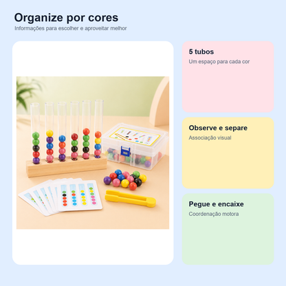 Medidas, conteúdo e benefícios de brinquedo Montessori de cores e coordenação para comparar antes da compra