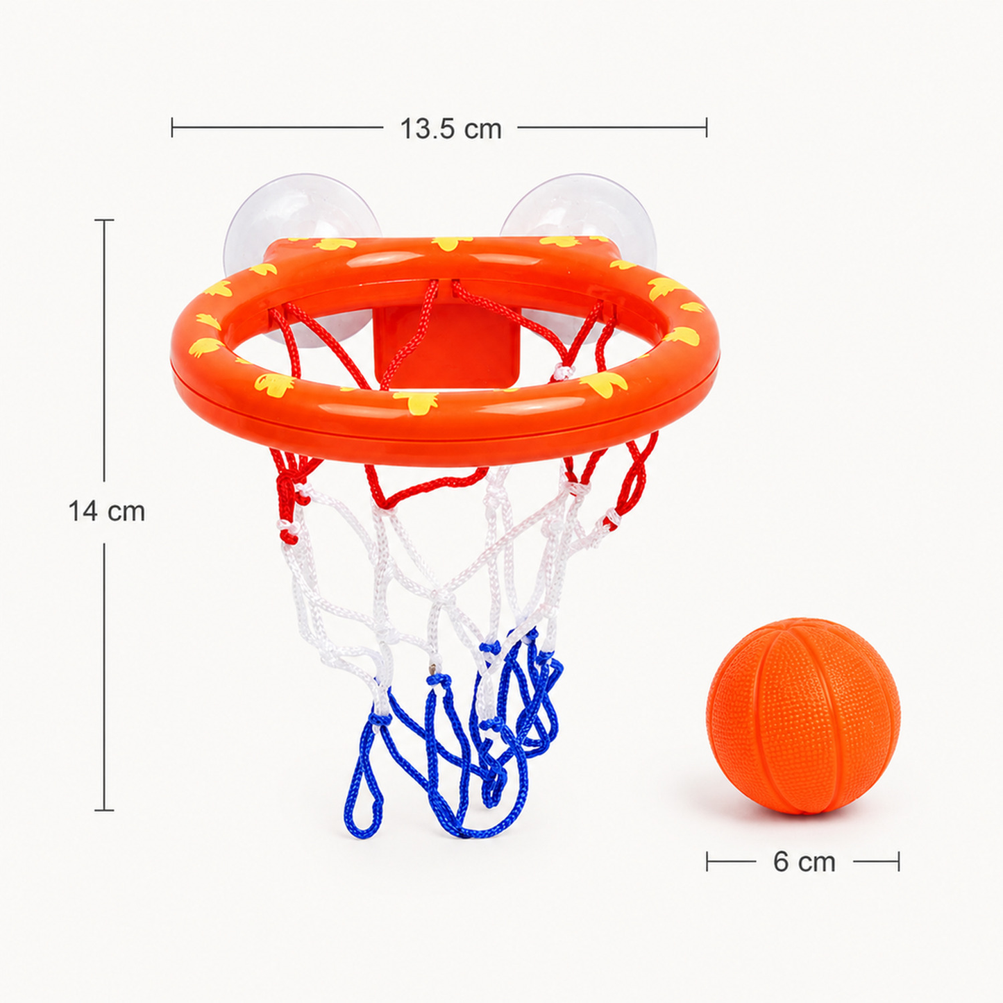 Medidas da cesta de basquete infantil de banho com bolinhas