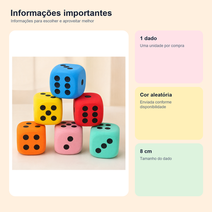 Medidas, conteúdo e benefícios de dado gigante de espuma infantil para comparar antes da compra