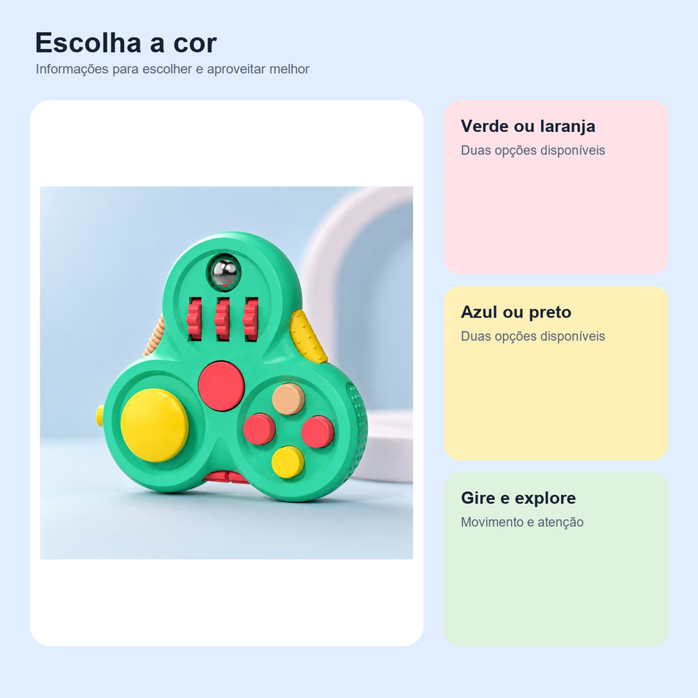 Medidas, conteúdo e benefícios de fidget spinner infantil sensorial para comparar antes da compra