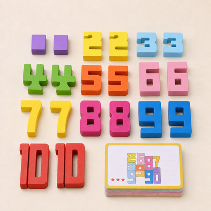 Blocos Numéricos Montessori — conjunto com 20 peças e 15 cartas educativas