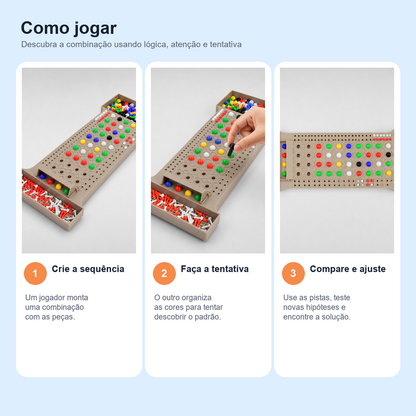 Instruções em três passos para o jogo infantil de raciocínio lógico
