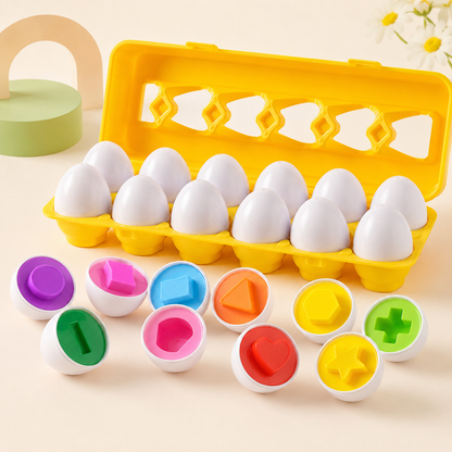 Caixa de ovos de encaixe Montessori com peças em cores suaves