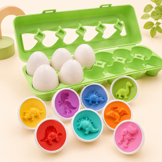 Ovos educativos de encaixe com moldes coloridos para aprendizagem infantil