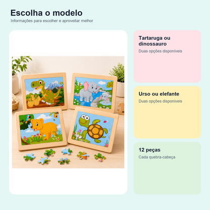 Medidas, conteúdo e benefícios de quebra-cabeça de madeira infantil de animais para comparar antes da compra