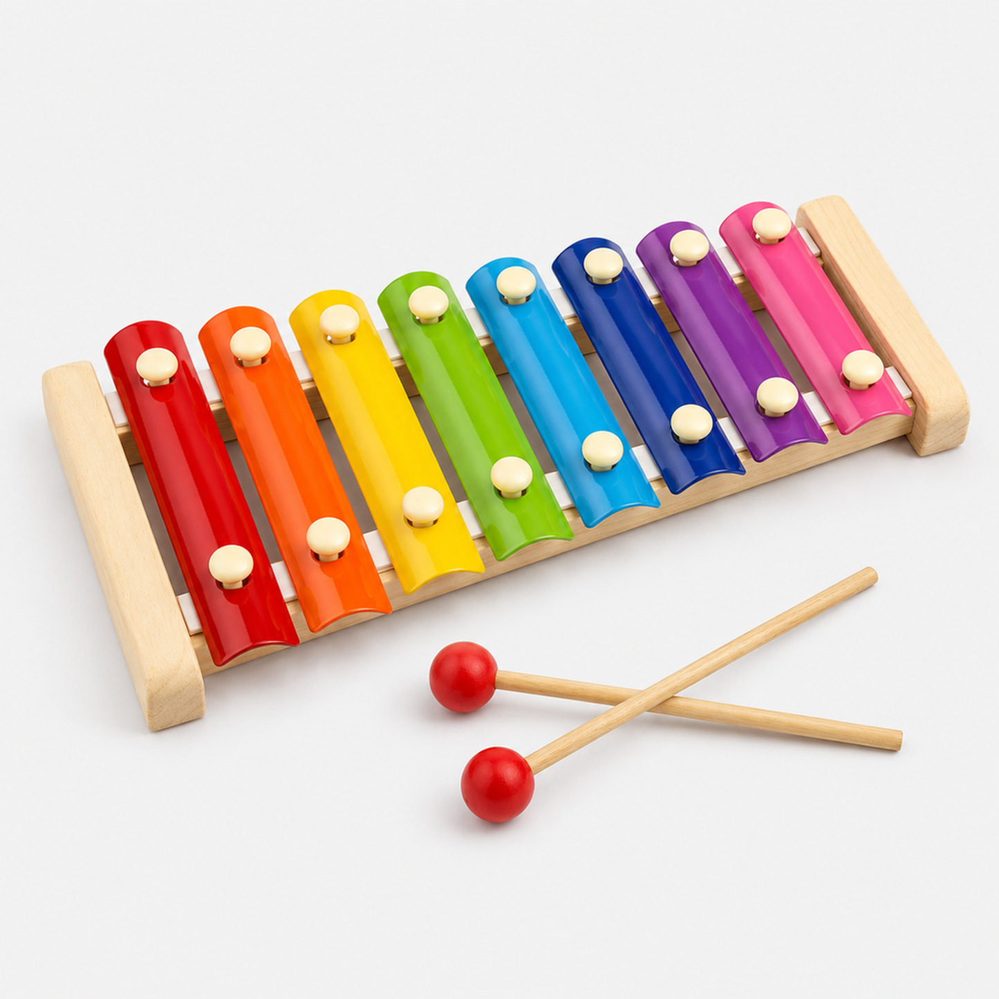 Xilofone infantil de madeira colorido com baquetas